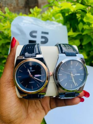 Poedagar leather wristwatch for men