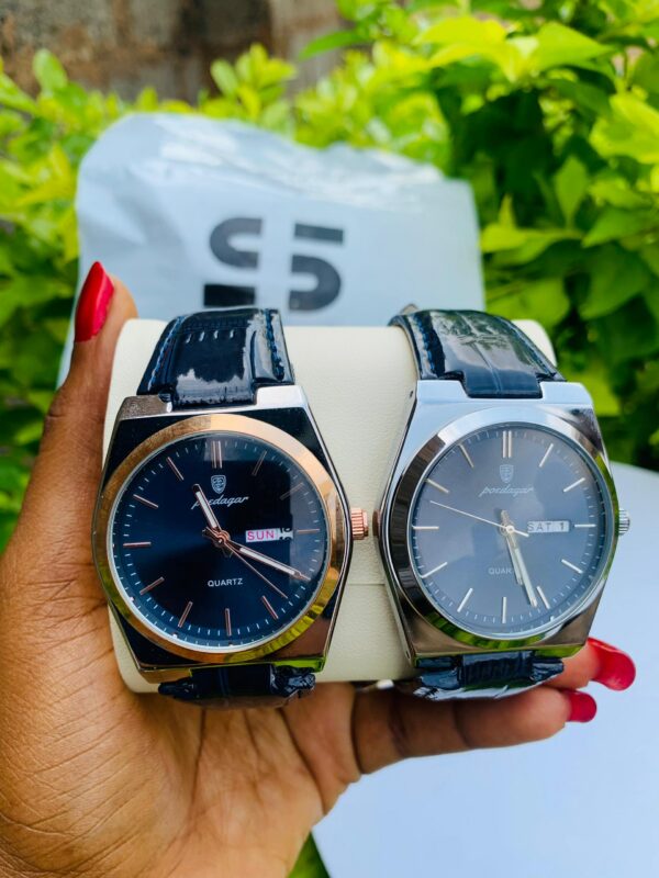 Poedagar leather wristwatch for men